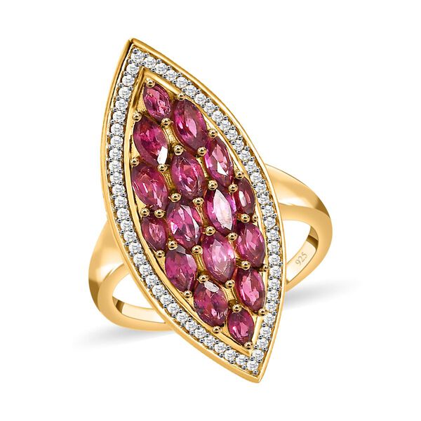 Rhodolith Granat und Zirkon Cocktail Ring - 3,01 ct. image number 4