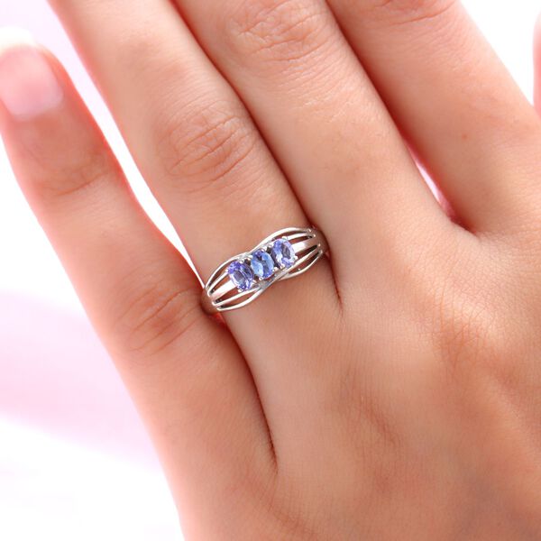 AA Tansanit-Ring, 925 Silber platiniert  ca. 0,56 ct image number 3
