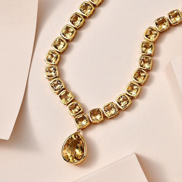 Citrin Halskette, ca. 45 cm, 925 Silber vergoldet, ca. 37.13 ct image number 2