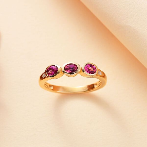 Labor roter Beryll und Diamant-Ring - 0,52 ct. image number 2