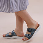 LA MAREY - Schnalle Slip-on Sandalen, Größe 36, Schlangenhautmuster, Blau image number 2