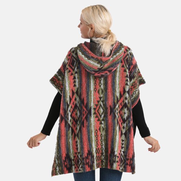 La Marey signature Printed pattern with hoodie ponchos image number 2