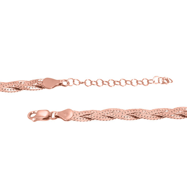 Geflochtene Fischgr&auml;tenkette 45 cm in 925 Silber vergoldet image number 3