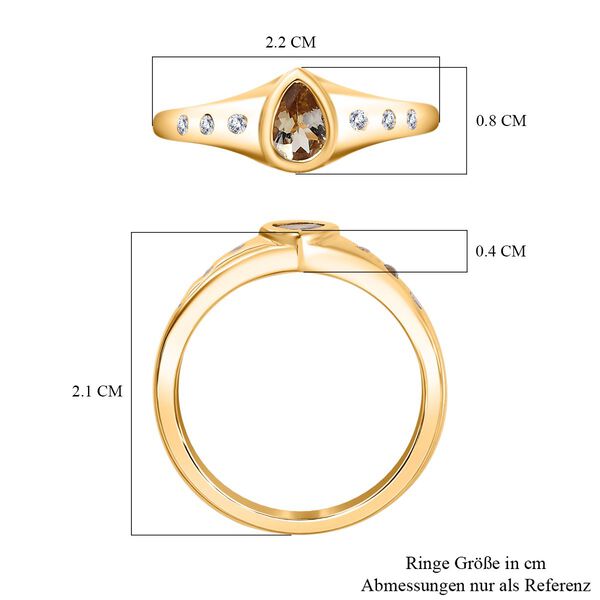 AA nat&uuml;rlicher, goldener Tansanit und Zirkon-Ring - 0,52 ct. image number 7