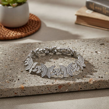 Wei&szlig;er Kristall Armband ca. 19 cm, Silberfarben