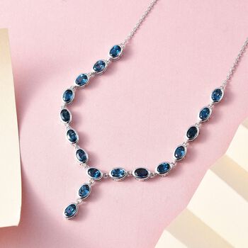 London Blau Topas Collier, ca. 45 cm, 925 Silber platiniert ca. 9.18 ct