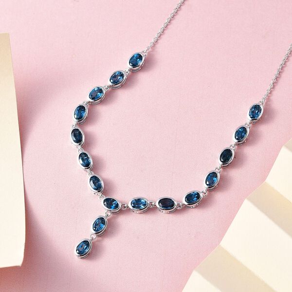 London Blau Topas Collier, ca. 45 cm, 925 Silber platiniert ca. 9.18 ct image number 3