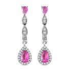 Ilakaka rosa Saphir (Fissure gefüllt)-Ohrringe, 925 Silber platiniert ca. 1.96 ct