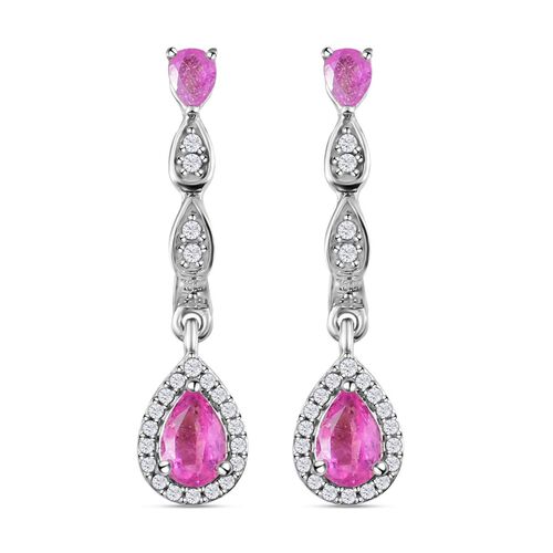 Ilakaka rosa Saphir (Fissure gefüllt)-Ohrringe, 925 Silber platiniert ca. 1.96 ct image number 0