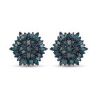 Blaue Diamant florale Cluster-Ohrstecker in Silber image number 0