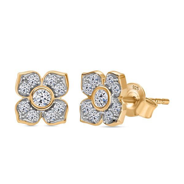 LUXURIANT SI-GH Labor Diamant Ohrringe, 925 Silber Gelbgold Vermeil - 0,50 ct.