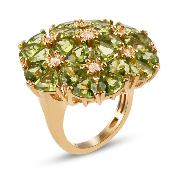 Natürlicher Peridot und weißer Zirkon-Ring, 925 Silber vergoldet  ca. 11,55 ct image number 5