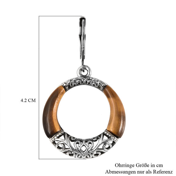 Tigerauge Ohrhänger Edelstahl Schwarz oxidiert ca. 7,10 ct  image number 3