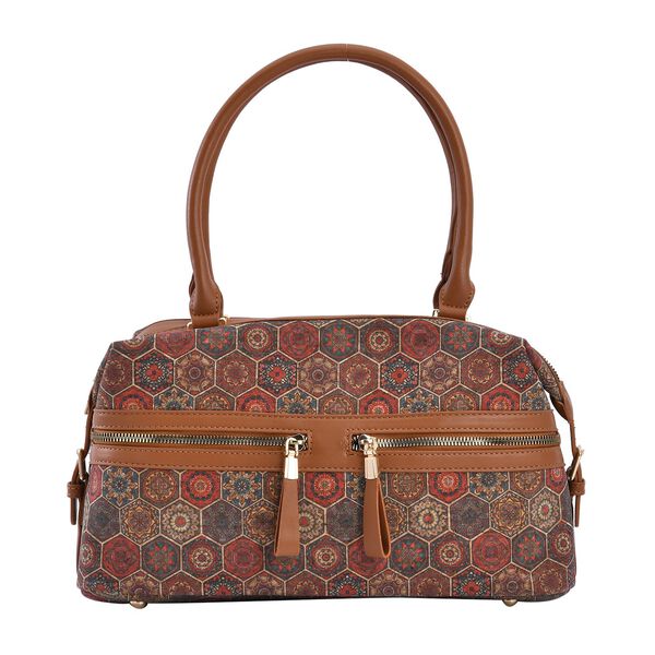 Handtasche aus Naturkork mit RFID-Schutz, mehrfarbig gemustert