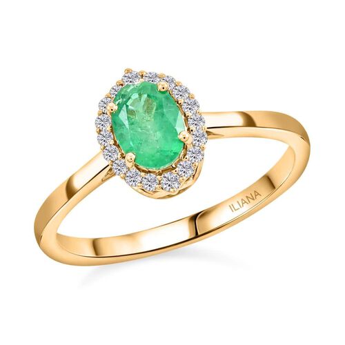 ILIANA AAA Kagem sambischer Smaragd und SI GH Diamant Ring in 750 Gold - 1 ct.  image number 0