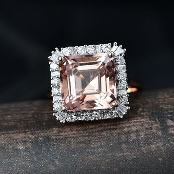 LUXURIANT AAA Morganit und Labor Diamant Ring in 417 Ros&eacute;gold - 6 ct.