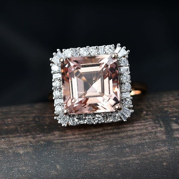 LUXURIANT AAA Morganit und Labor Diamant Ring in 417 Ros&eacute;gold - 6 ct. image number 1