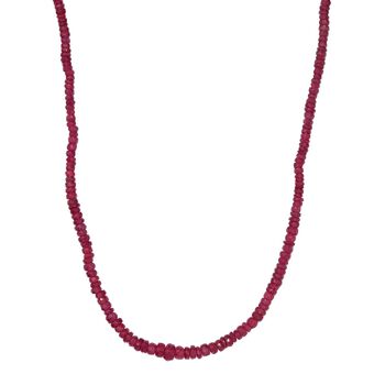 SEHR SELTENER AAA Afrikanischer Rubin (Fissure gef&uuml;llt) Halskette ca. 45 cm + 5 cm Extender, 925 Silber 750 Gelbgold Vermeil ca. 62.00 ct