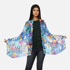 100% natürlicher Seiden Schal, 165x50 cm, Blau und Mehrfarbig