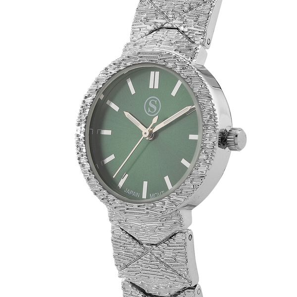 STRADA - Japanisches Uhrwerk, Gr&uuml;n Zifferblatt mit goldplattiertem Alloy Armband, 20 cm image number 3