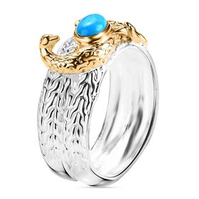 Royal Bali Kollektion- Amerikanischer natürlicher Sleeping Beauty Türkis Pfau Ring - 0,83 ct.