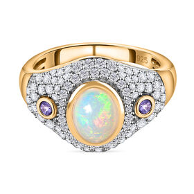 AA natürlicher, äthiopischer Welo Opal, Tansanit und Zirkon-Ring - 2,28 ct.