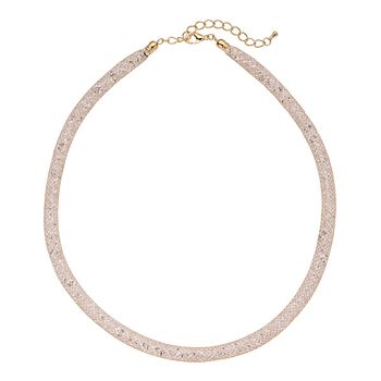 Wei&szlig;e Kristall-Halskette in Goldton, 49,5 cm - 85 ct.