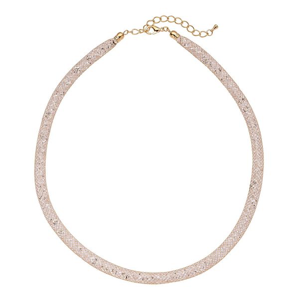 Wei&szlig;e Kristall-Halskette in Goldton, 49,5 cm - 85 ct.