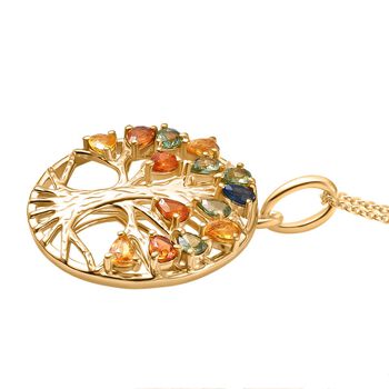 D'Joy AA Mehrfarbig Saphir, Blauer Saphir Schmuckset ca. 50 cm 925 Silber 750 Gelbgold Vermeil ca. 2.14 ct