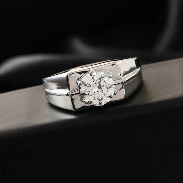 LUSTRO STELLA Hergestellt mit ZIRKONIA Herren Ring 925 Silber Platin-&Uuml;berzug (Gr&ouml;&szlig;e 20) image number 2