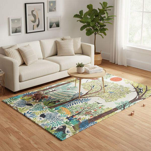 Digitaldruck-Teppich aus Baumwolle und Polyester mit Anti-Rutsch-Beschichtung, 120x180cm, Baum image number 2