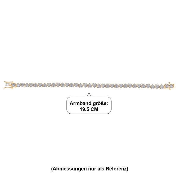 LUXURIANT SGL zertifiziertes SI-GH Labor Diamant Armband, 925 Silber 750 Gelbgold Vermeil - 3 ct. image number 4