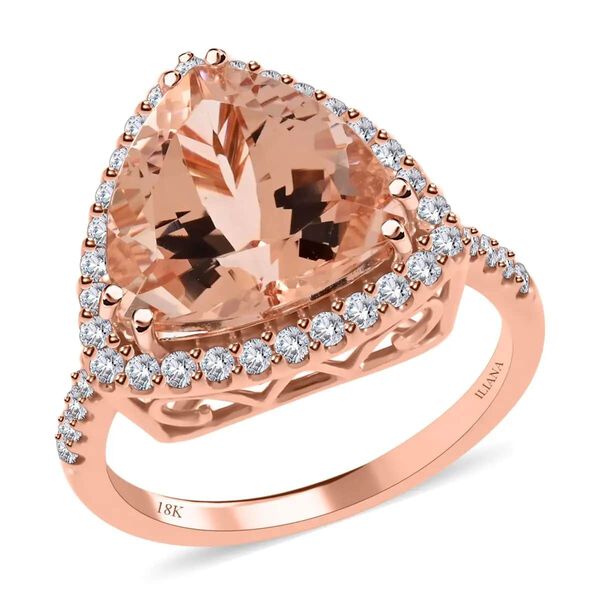 ILIANA zertifiziert und gepr&uuml;ft AAA Morganit und SI-GH Diamant Ring in 750 Ros&eacute;gold - 5,75 ct.