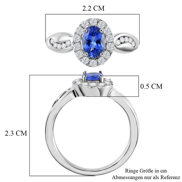 Tansanit und Zirkon Ring 925 Silber platiniert  ca. 1,04 ct image number 7