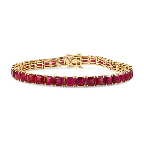 Königliche Eleganz Afrikanischer Rubin (Fissure gefüllt) Armband ca. 19 cm 925 Silber 750 Gelbgold Vermeil ca. 30,63 ct. image number 0