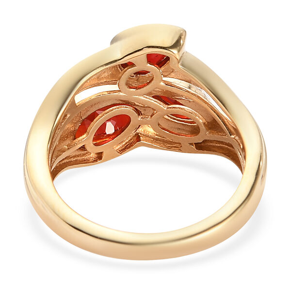 Mexikanischer Kirschfeuer-Opal Ring 925 Silber vergoldet  ca. 0,91 ct image number 5