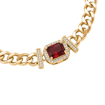 Roter Zirkonia, Wei&szlig;er Zirkonia Armband ca. 19 cm Nickelfreies Messing vergoldet