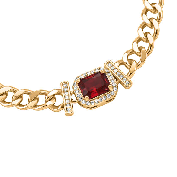 Roter Zirkonia, Wei&szlig;er Zirkonia Armband ca. 19 cm Nickelfreies Messing vergoldet image number 3