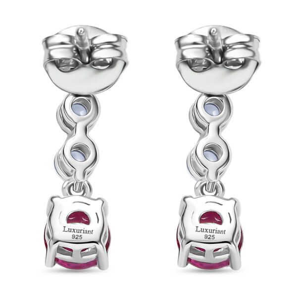 AAA Lab Grown Rosa Saphir, Weißer Zirkon Ohrringe 925 Silber platiniert ca. 2.68 ct image number 5