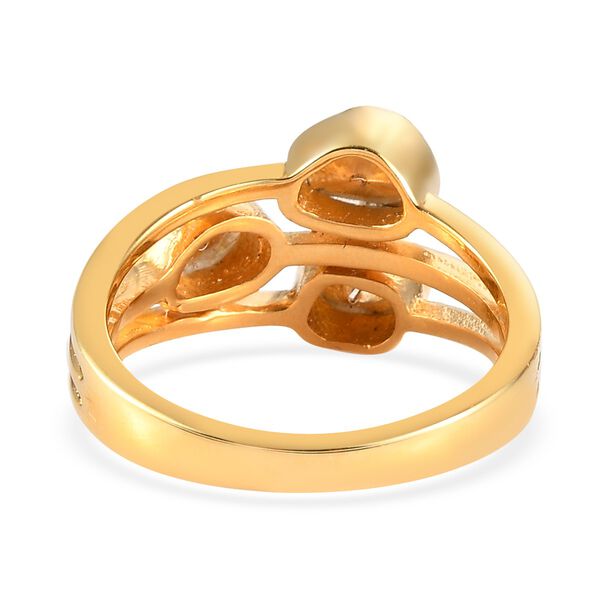 Handgearbeiteter Polki Gelber Diamant Ring  925 Silber 585 Vergoldet image number 3