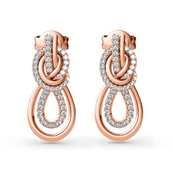 AAA Zirkonia Knotendesign Ohrringe, Messing, ros&eacute;vergoldet