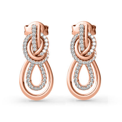 AAA Zirkonia Knotendesign Ohrringe, Messing, ros&eacute;vergoldet