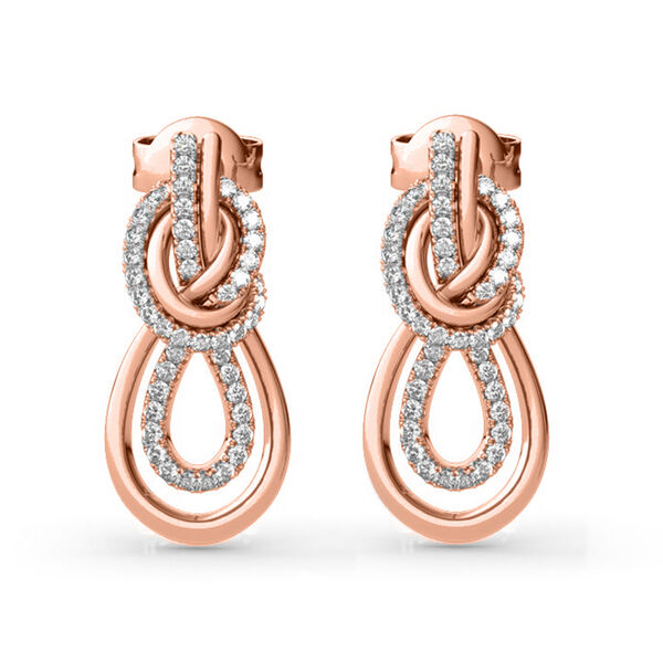 AAA Zirkonia Knotendesign Ohrringe, Messing, ros&eacute;vergoldet