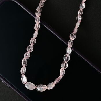 AA Morganit Halskette ca. 45 cm 925 Silber rhodiniert ca. 91,00 ct.