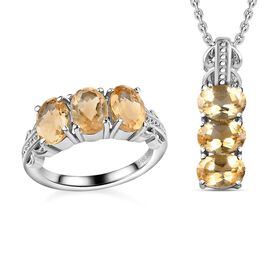 Citrin Schmuckset  Edelstahl ca. 4.25 ct