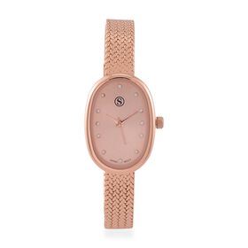 STRADA - Elegante Armbanduhr mit Japanischem PC21S Werk, Stahlsonnenschliff-Zifferblatt und Edelstahlarmband, Edelstahl, Verstellbar 19 cm, rosefarben