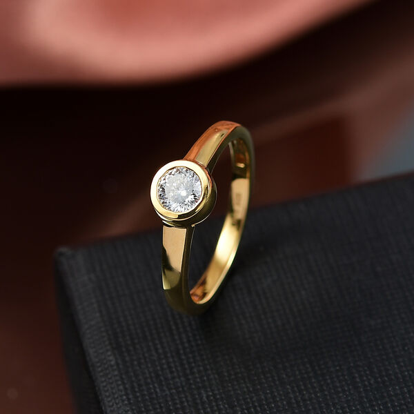 D’joy 120 Facetten Moissanit Ring 925 Silber vergoldet (Größe 17.00) ca. 0,47 ct image number 2