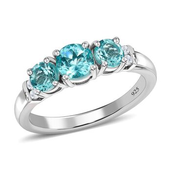Paraiba-Apatit Ring, 925 Silber platiniert, (Gr&ouml;&szlig;e 20.00), ca. 1.24 ct
