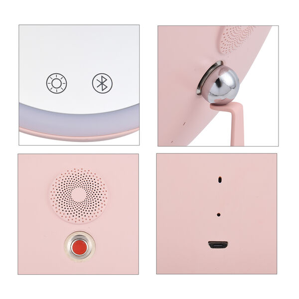 LED-Schminkspiegel mit Bluetooth-Audio und USB-Ladekabel, Rosa image number 8