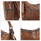 Hobo-Tasche aus 100% echtem Leder, Schlangenhautmuster, Braun image number 5